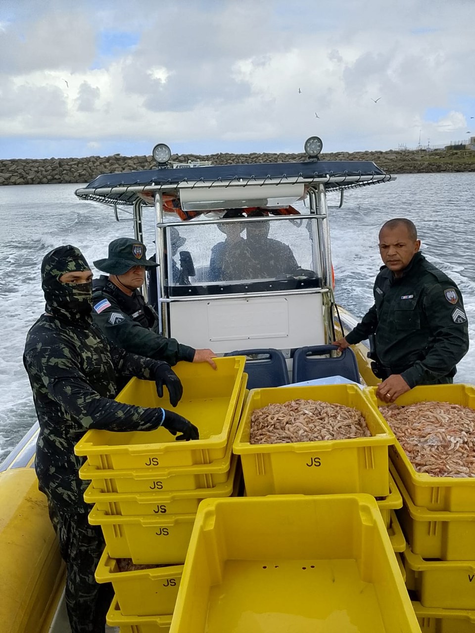 BPMA apreende uma tonelada de camarão sete-barbas em Aracruz e combate pesca predatória em operação conjunta