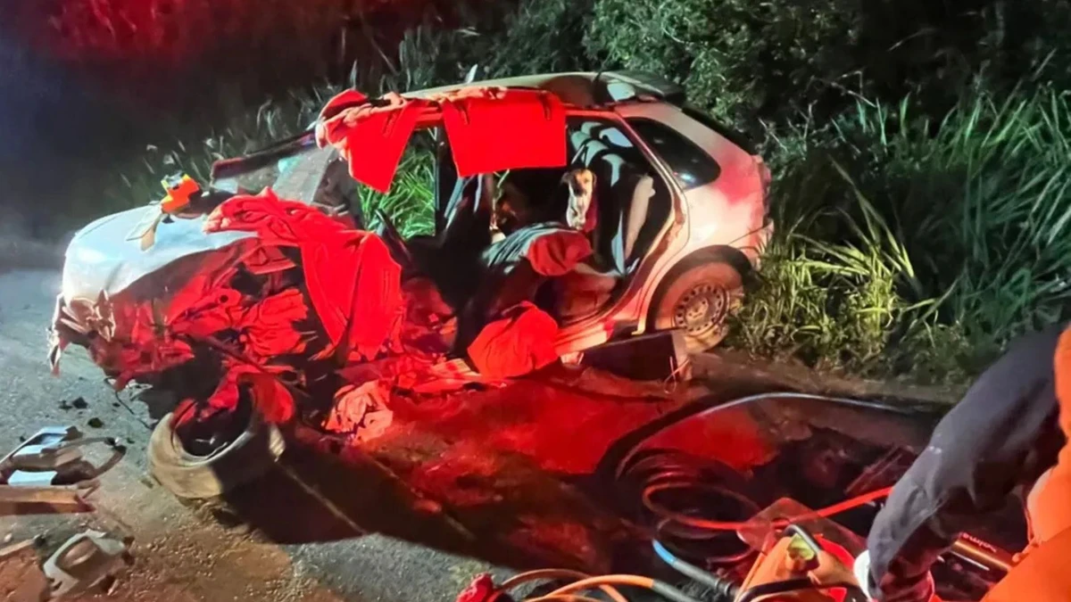 Grave acidente entre carro e ônibus deixa um ferido na BR 259, em João Neiva