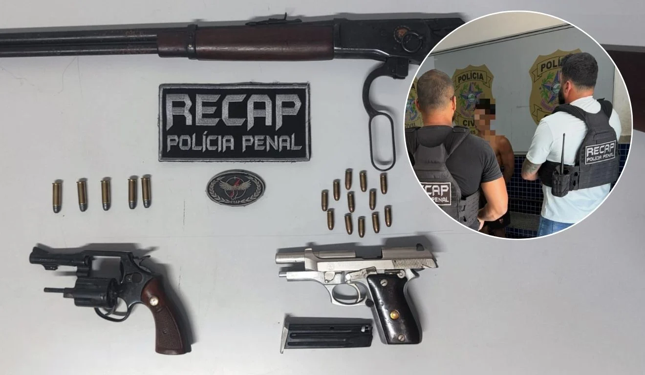 Polícia Penal apreende armas em Aracruz e recaptura foragido em Vila Velha