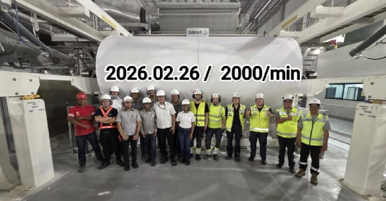 Suzano atinge 2.000 m/min em máquina de tissue seis meses após start-up