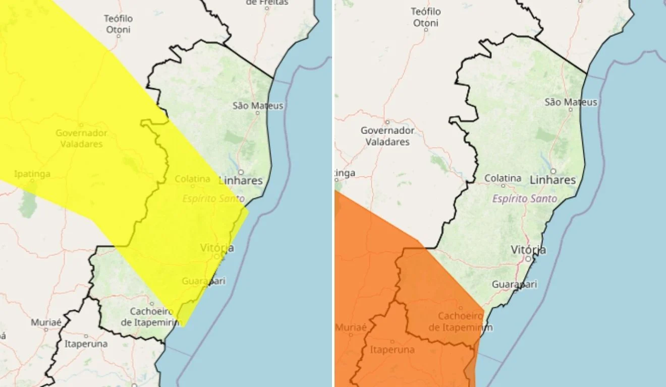 Inmet emite dois novos alertas de chuva forte para o ES; veja as cidades