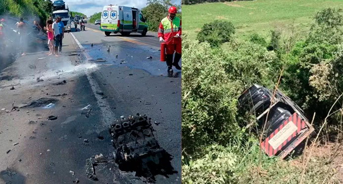 Dois feridos em batida de carro com caminhão-cegonha na BR 101, em Aracruz