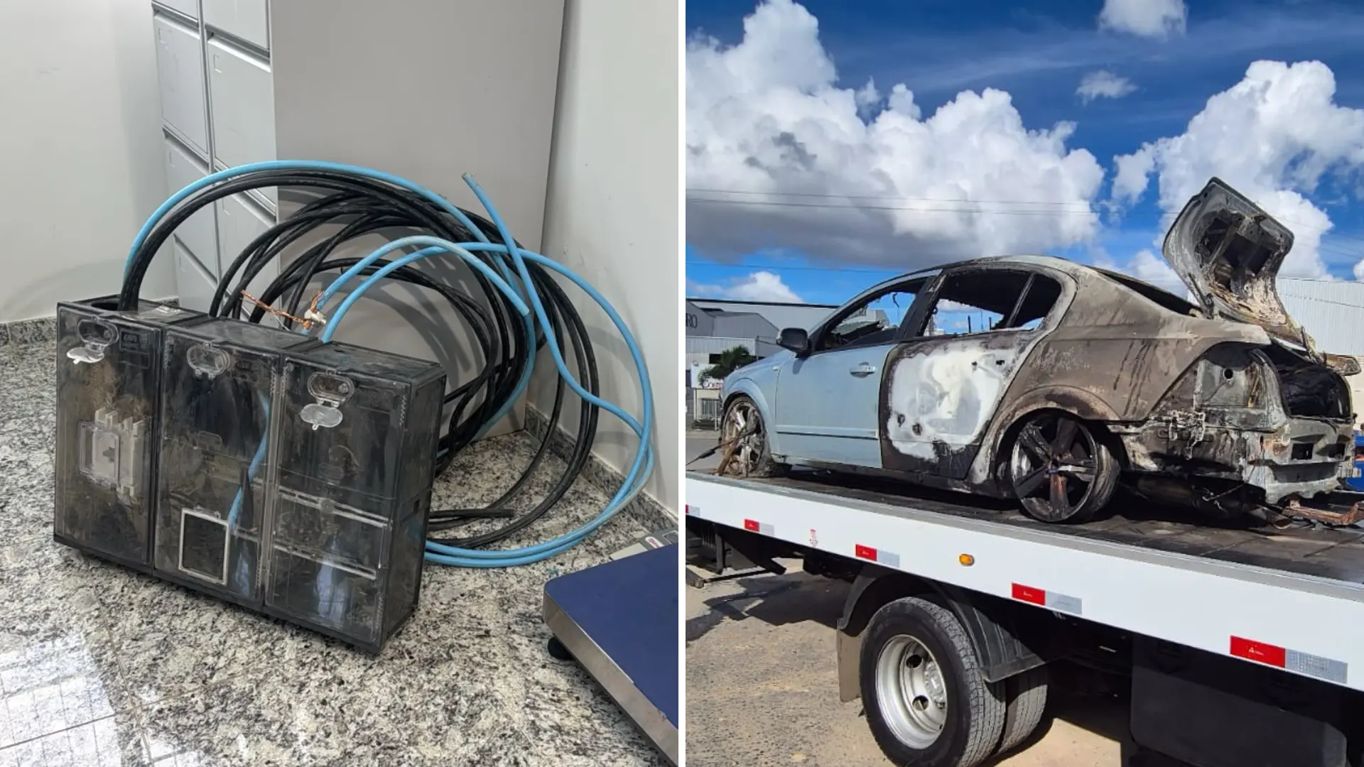 Suspeito de furtar fios de cobre é preso após perseguição e carro pegar fogo em Jacupemba