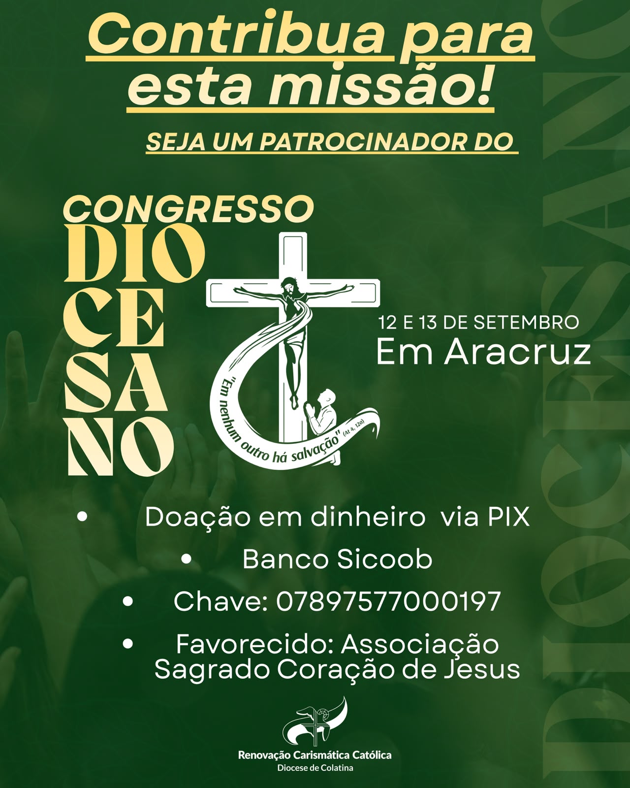 Congresso Diocesano convida fiéis a contribuírem com a realização do evento