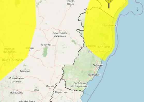 Inmet renova alerta amarelo de chuvas intensas para o ES